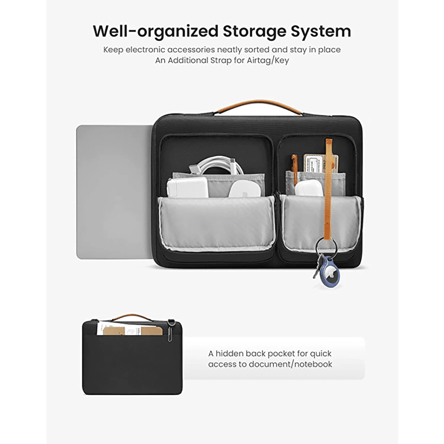 Tomtoc Defender Fabric Laptop Sling Bag For 13.5, 14 & 14.4 Inch Laptop (Water Resistant, Black) 12 Tomtoc Defender Fabric Laptop Sling Bag For 13.5, 14 & 14.4 Inch Laptop (Water Resistant, Black) - Image 10