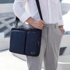 Tomtoc Defender Fabric Laptop Sling Bag For 15.6 Inch Laptop (Water Resistant, Navy Blue) -Smart Bag Shop 265887 10 pobx0g