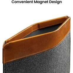 Tomtoc Vintage Polyurethane Leather Laptop Sleeve For 13, 14 & 16 Inch Laptop (Intelligent Magnet Closure, Grey) -Smart Bag Shop 265889 10 cloba4