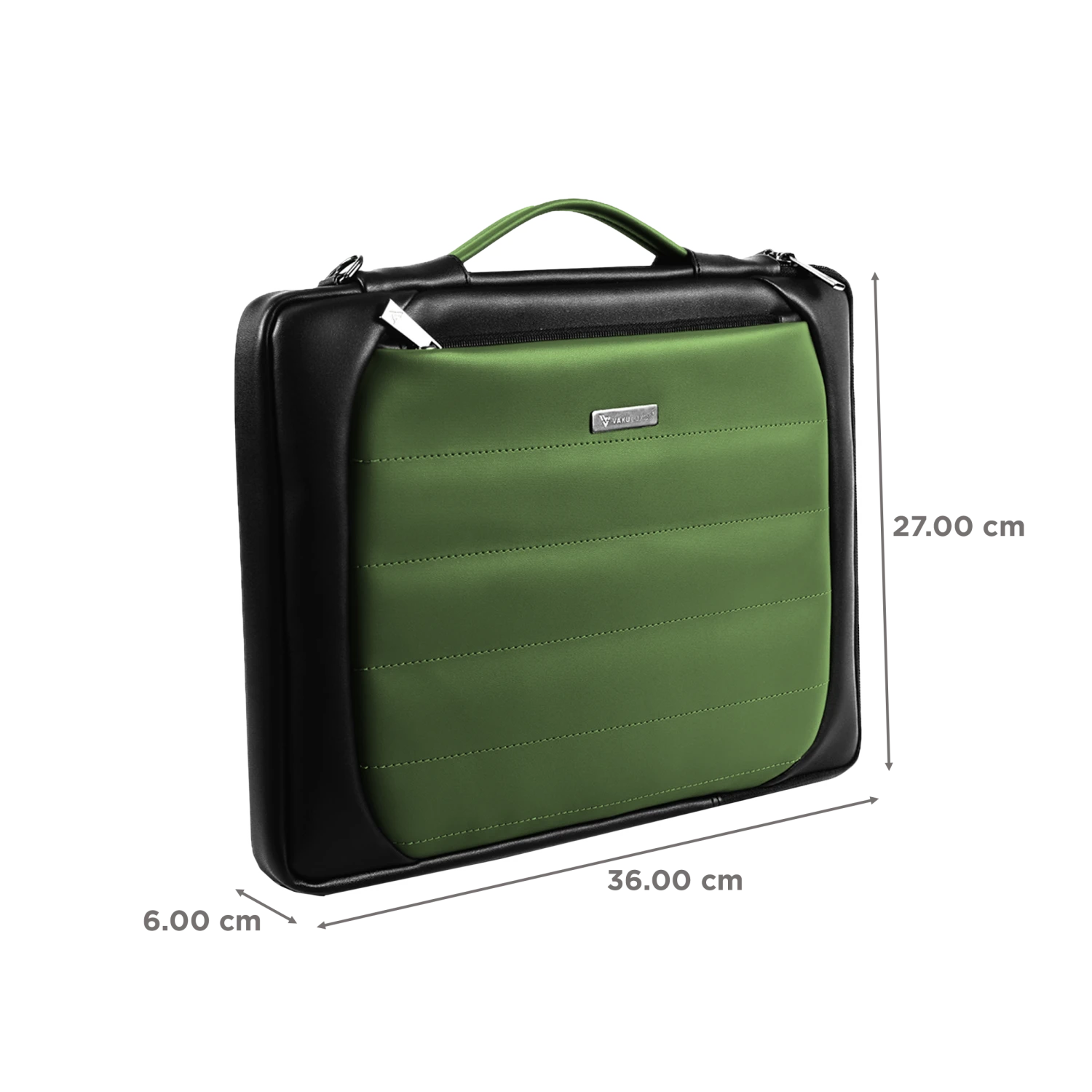 Dr. Vaku Lasa Chivelle Vegan Leather Laptop Sling Bag For 13 & 14 Inch Laptop (Water Resistant, Black/Green) 4 Dr. Vaku Lasa Chivelle Vegan Leather Laptop Sling Bag For 13 & 14 Inch Laptop (Water Resistant, Black/Green) - Image 2