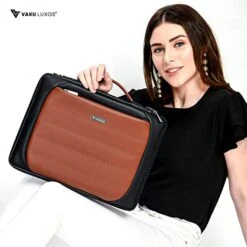 Dr. Vaku Lasa Chivelle Vegan Leather Laptop Sling Bag For 13 & 14 Inch Laptop (Water Resistant, Black/Cherry) -Smart Bag Shop 266016 11 swl9jr