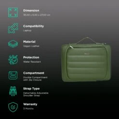Dr. Vaku Lasa Chivelle Vegan Leather Laptop Sling Bag For 13 & 14 Inch Laptop (Water Resistant, Green) 10 Dr. Vaku Lasa Chivelle Vegan Leather Laptop Sling Bag For 13 & 14 Inch Laptop (Water Resistant, Green) -Smart Bag Shop 266017 2 a04pv6