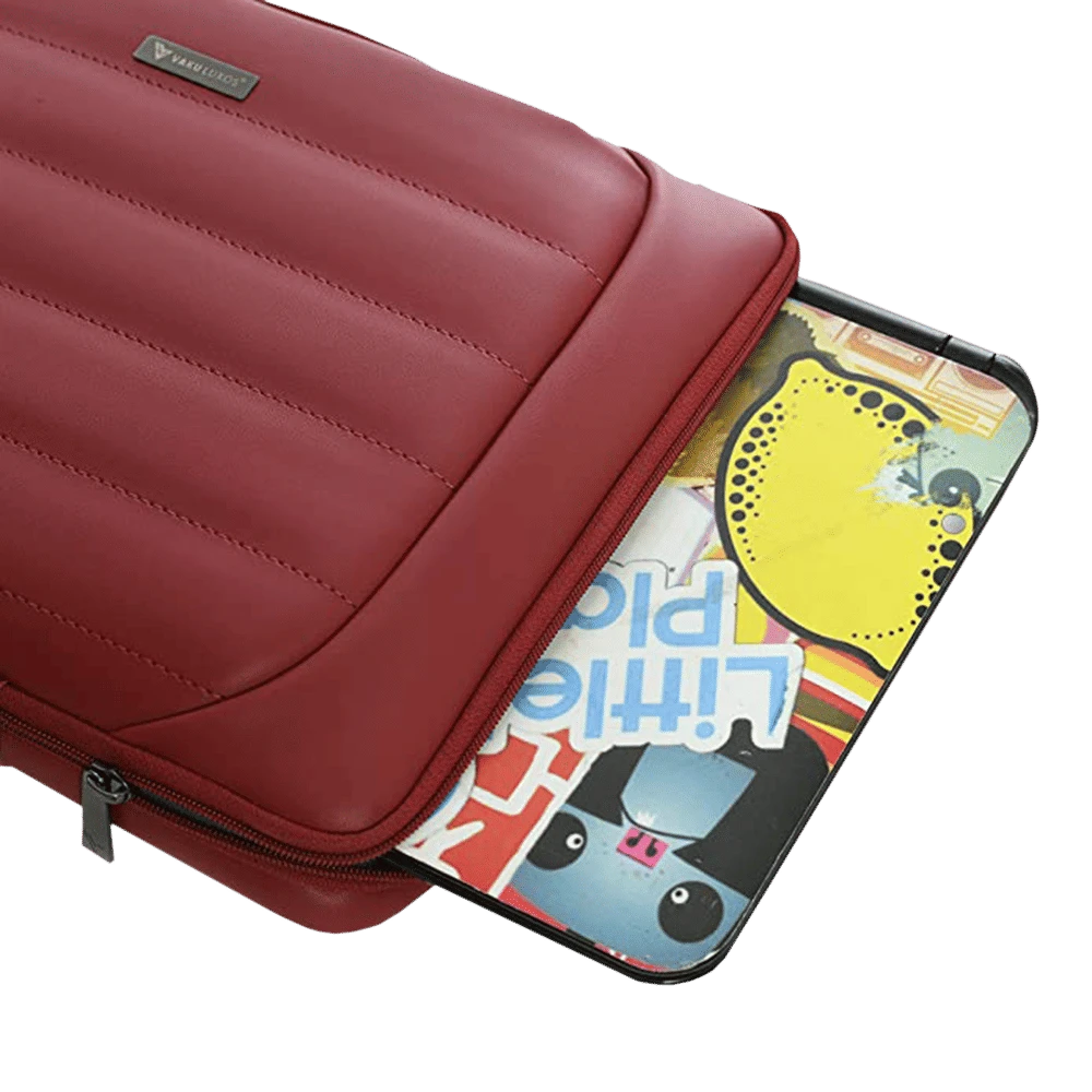 Dr. Vaku Lasa Chivelle Vegan Leather Laptop Sling Bag For 13 & 14 Inch Laptop (Water Resistant, Red) 8 Dr. Vaku Lasa Chivelle Vegan Leather Laptop Sling Bag For 13 & 14 Inch Laptop (Water Resistant, Red) - Image 6