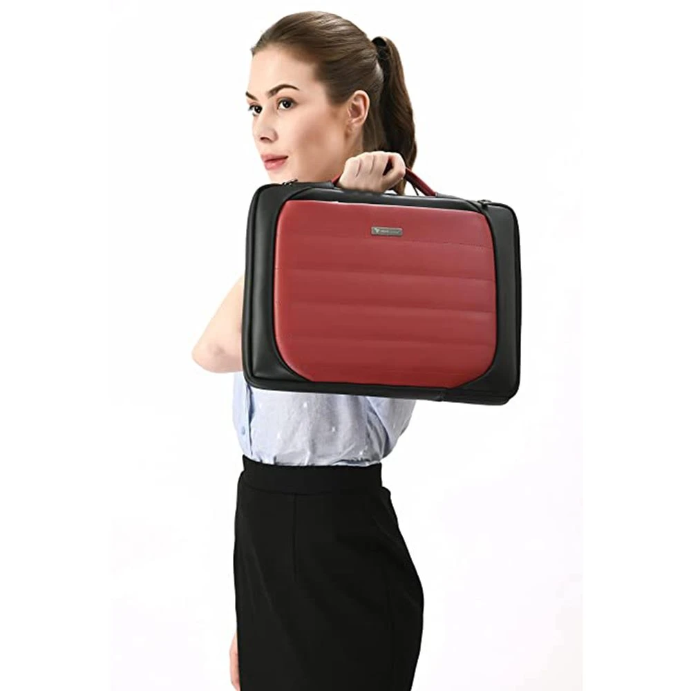 Dr. Vaku Lasa Chivelle Vegan Leather Laptop Sling Bag For 13 & 14 Inch Laptop (Water Resistant, Black/Red) 11 Dr. Vaku Lasa Chivelle Vegan Leather Laptop Sling Bag For 13 & 14 Inch Laptop (Water Resistant, Black/Red) - Image 9