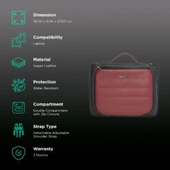 Dr. Vaku Lasa Chivelle Vegan Leather Laptop Sling Bag For 13 & 14 Inch Laptop (Water Resistant, Black/Red) 14 Dr. Vaku Lasa Chivelle Vegan Leather Laptop Sling Bag For 13 & 14 Inch Laptop (Water Resistant, Black/Red) -Smart Bag Shop 266019 2 abitct