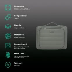 Dr. Vaku Lasa Chivelle Vegan Leather Laptop Sling Bag For 13 & 14 Inch Laptop (Water Resistant, Grey) -Smart Bag Shop 266020 2 crcr8z