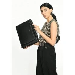 Dr. Vaku La Romani Polyurethane Leather Laptop Sling Bag For 14 Inch Laptop (Water Resistant, Black) -Smart Bag Shop 266022 12 mvggws