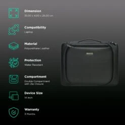 Dr. Vaku La Romani Polyurethane Leather Laptop Sling Bag For 14 Inch Laptop (Water Resistant, Black) -Smart Bag Shop 266022 2 qelnpm