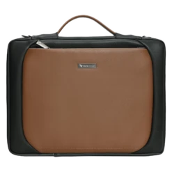 Dr. Vaku La Romani Polyurethane Leather Laptop Sling Bag For 14 Inch Laptop (Water Resistant, Camel/Black)