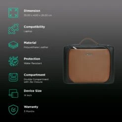 Dr. Vaku La Romani Polyurethane Leather Laptop Sling Bag For 14 Inch Laptop (Water Resistant, Camel/Black) 9 Dr. Vaku La Romani Polyurethane Leather Laptop Sling Bag For 14 Inch Laptop (Water Resistant, Camel/Black) -Smart Bag Shop 266023 2 imrx8c