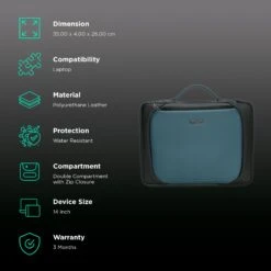 Dr. Vaku La Romani Polyurethane Leather Laptop Sling Bag For 14 Inch Laptop (Water Resistant, Blue/Black) -Smart Bag Shop 266024 2 wgwdfu