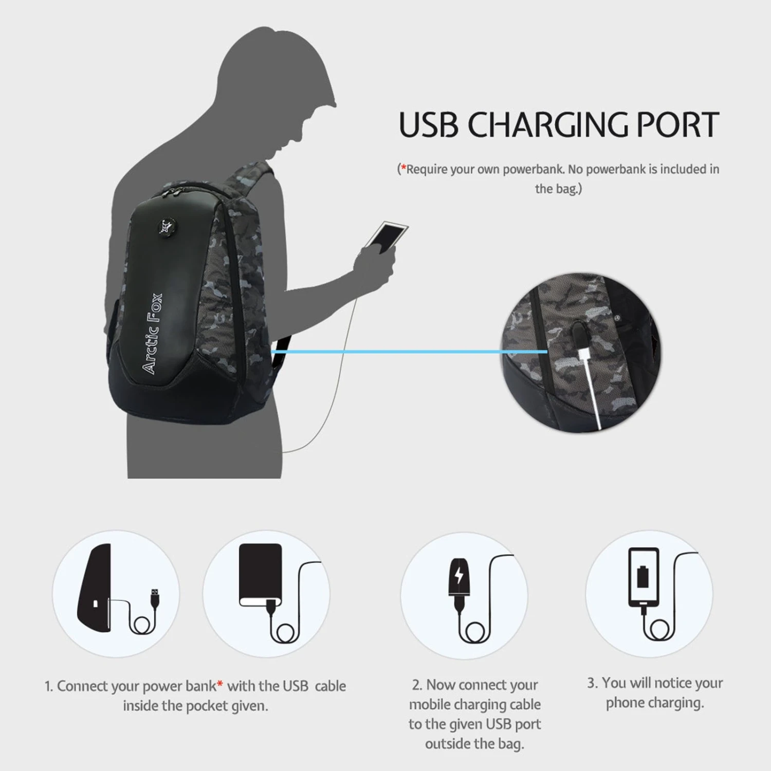 Arctic Fox New Anti-Theft Alarm Polyester Laptop Backpack For 15.5 Inch Laptop (36 L, Water Repellent Fabric, Black) 10 Arctic Fox New Anti-Theft Alarm Polyester Laptop Backpack For 15.5 Inch Laptop (36 L, Water Repellent Fabric, Black) - Image 8