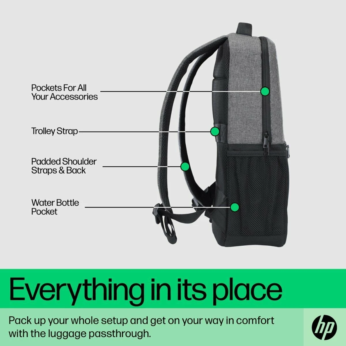 HP 320 Polyester Laptop Backpack For 15.6 Inch Laptop (21 L, Padded Back Panel, Black Grey) 10 HP 320 Polyester Laptop Backpack For 15.6 Inch Laptop (21 L, Padded Back Panel, Black Grey) - Image 8