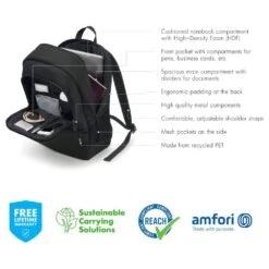 Dicota Eco Base Laptop Backpack For Up To 39.62 Cm (15.6 Inch) Laptop, Black D30913-RPET(493665625) -Smart Bag Shop Dicota D30913 RPET Laptop Bag 493665625 i 6 1200Wx1200H