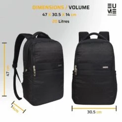 EUME Laptop Bag For 35.56 Cm (14 Inch) Laptops, Black Kevin(491570631) -Smart Bag Shop EUME KEVIN Bags and Cases 491570631 i 3 1200Wx1200H