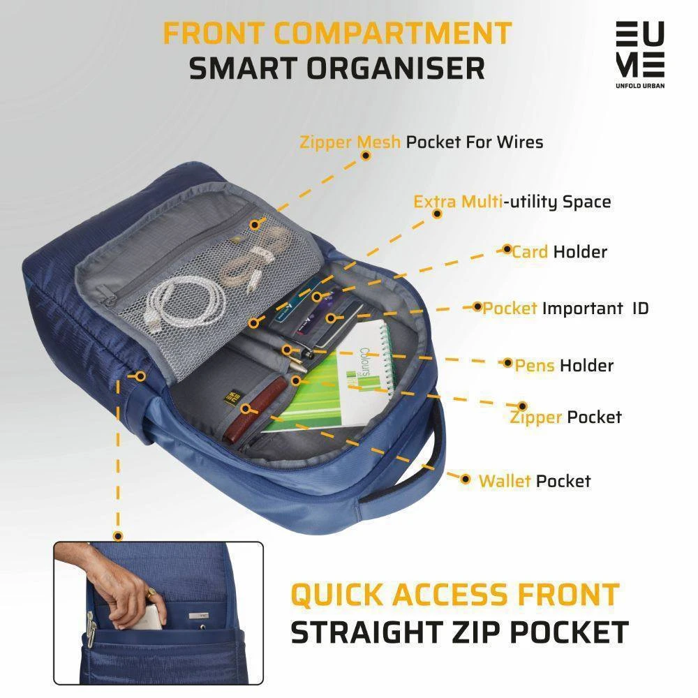 EUME Laptop Bag For 35.56 Cm (14 Inch) Laptops, Navy Blue Kevin(491570632) 7 EUME Laptop Bag For 35.56 Cm (14 Inch) Laptops, Navy Blue Kevin(491570632) - Image 5