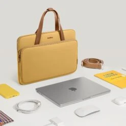 Versatile-A12 Laptop Shoulder Bag For 14 Inch MacBook Pro M3/M2/M1 | Yellow -Smart Bag Shop H22C1Y1 7