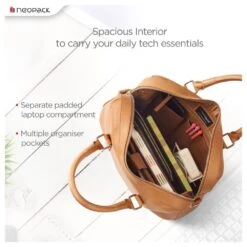Neopack Messenger Bag For 13 - 14 Inch Macbook With Well Padded Handle, Tan, 47TN14(492850929) -Smart Bag Shop Neopack 47TN14 Messenger Bag 492850929 i 3 1200Wx1200H